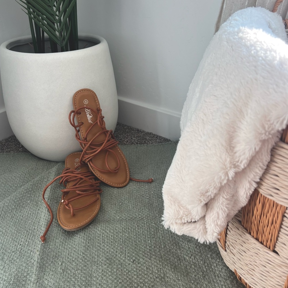 Tan Lace up sandals